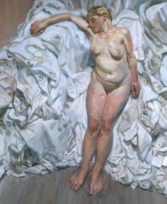 Standing by the Rags 1988-9 by Lucian Freud 1922-2011
